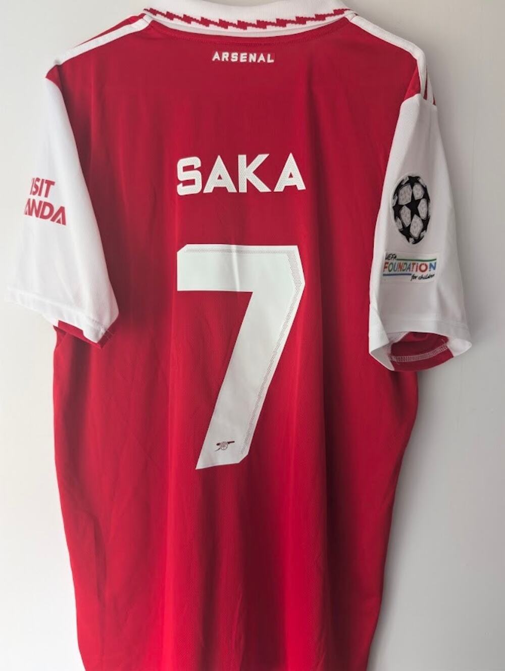 Arsenal 2022-23 Home Bukayo Saka Jersey Men's XL Authentic Adidas UCL Patched
